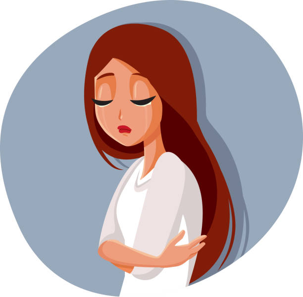 ilustrações, clipart, desenhos animados e ícones de mulher triste deprimida chorando sozinha - mental health relationship difficulties teenager divorce