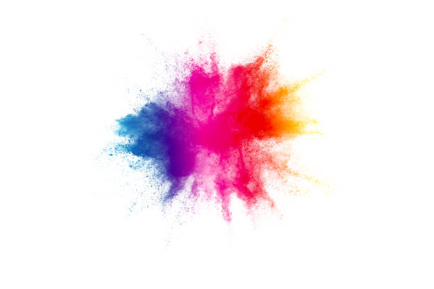 istock Freeze motion of colorful color powder exploding on white background.  Paint Holi. 1223934383