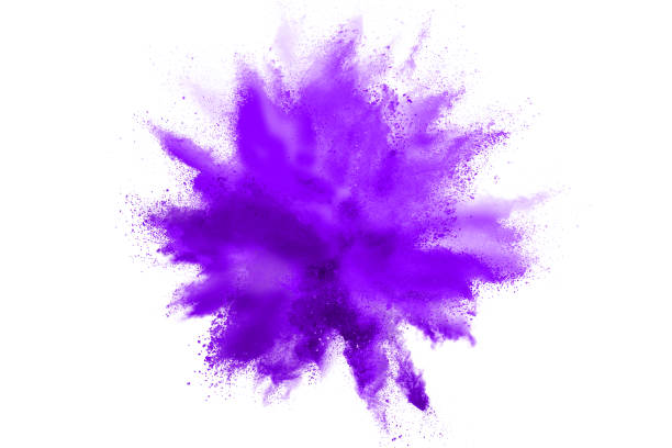 istock Freeze motion of purple color powder exploding on white background. 1223934394