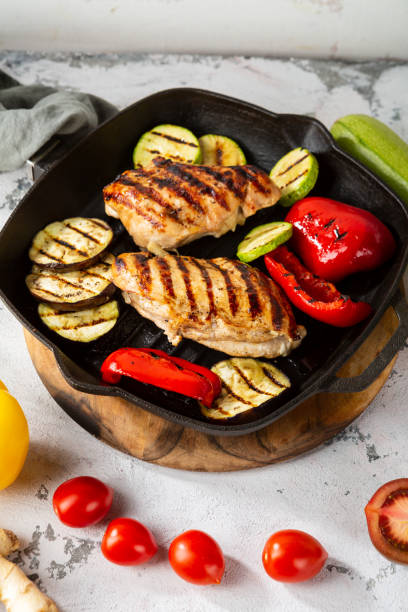istock Grilled meat and vegetables in pan 1223934504