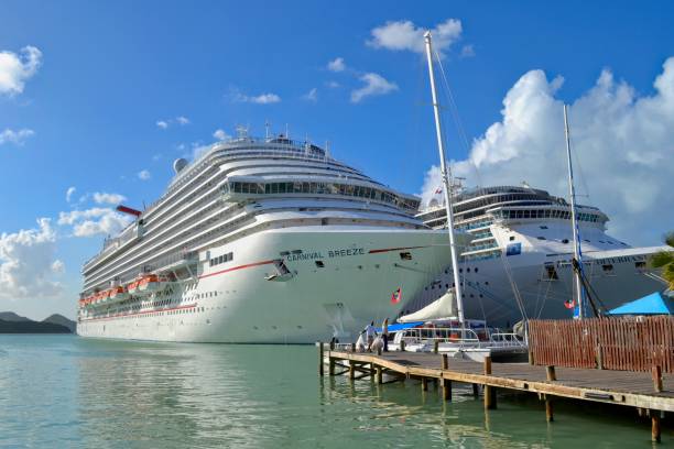 Cruise ships in the port of St.John's Antigua stock photo