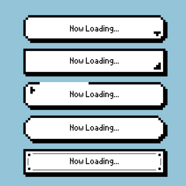 sammlung satz von retro-spiel 8 bit linie pixel sprache blase ballon, textfeld, schwarz und weiß farbe mit schatten - pixel art stock-grafiken, -clipart, -cartoons und -symbole