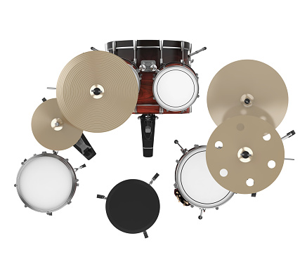 Drum Kit isolated on white background. 3D render