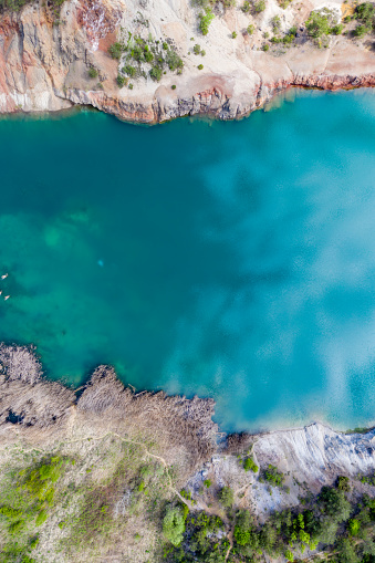 lake, drone view, blue,