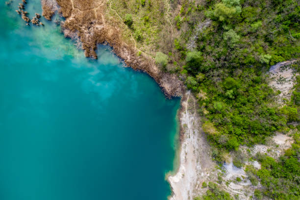 lake, drone view, blue,