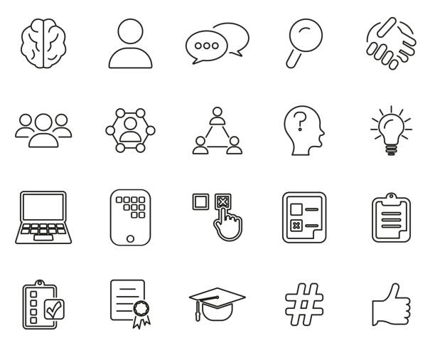 Quiz Or Pop Quiz Icons Black & White Thin Line Set Big This image is a vector illustration and can be scaled to any size without loss of resolution. individual event stock illustrations