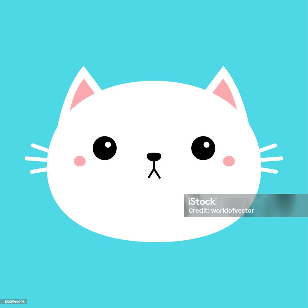 Kawaii cat flat Icon vector. Cute cat-flat illustration. Cute