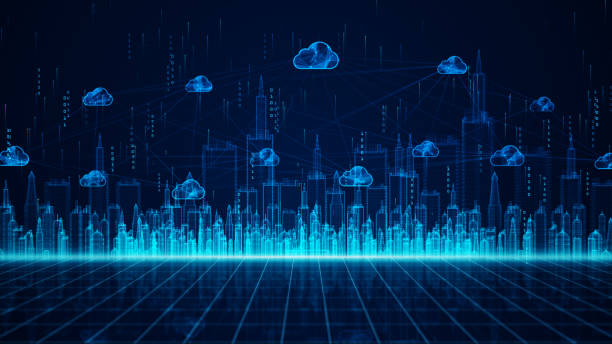 Digital City and cloud computing using artificial intelligence, 5g high-speed connection data analysis. Digital data network connections and global communication background. Digital City and cloud computing using artificial intelligence, 5g high-speed connection data analysis. Digital data network connections and global communication background. cloud computing stock pictures, royalty-free photos & images