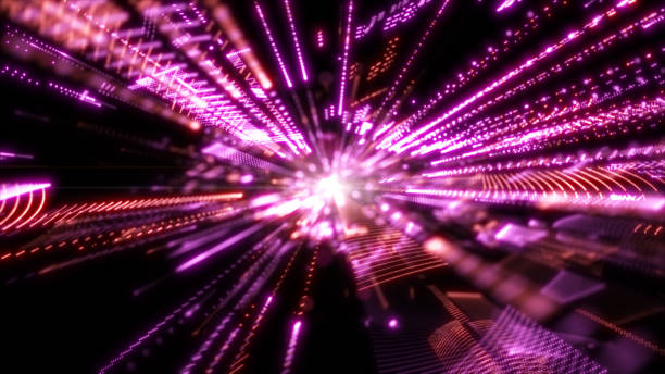 istock Digital cyberspace with particles and Technology Digital network connections. Geometric abstract  backgrounds 1223956268