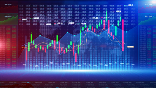 金融投資に適したデジタル株式市場または外国為替取引グラフとローソク足チャート。経営背景の金融投資動向 - candlestick holder chart forex graph ストックフォトと画像