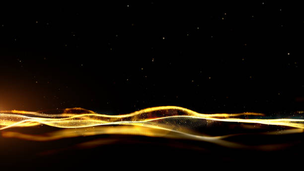 istock Gold color digital particles wave flow abstract technology background concept 1223956299