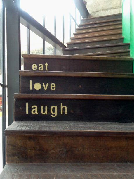 istock Inspiration quote on wooden staircase. 1223957577