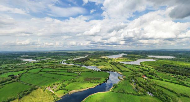 Aerial view of rural Ireland border area Aerial view of rural Ireland lough erne photos stock pictures, royalty-free photos & images