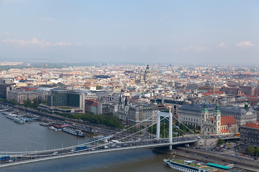 Budapest, Hungary - 6 May 2017: Budapest skyline and Elisabeth Bridge