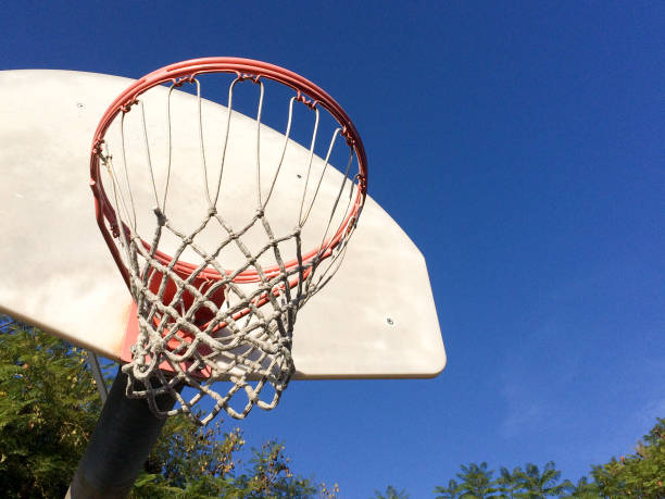 istock Basketball hoop with net outdoor 1223962628