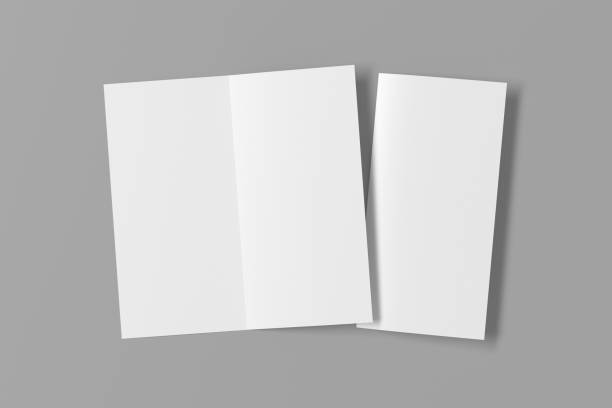 istock Blank bi-fold square leaflet cover. Bi-fold or half-fold opened and folded brochure isolated with clipping path. 1223963209