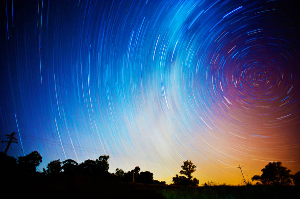 istock Colorful Star Trails in the Night Sky 1223963916