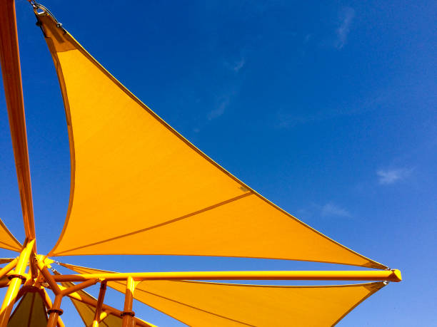 New modern Playground equipment shade and ropes at park school