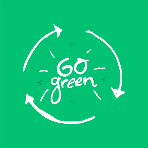 Vector illustration of Go Green hand drawn lettering.