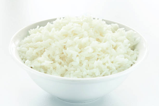 riso basmati bollito - clipping path rice white rice basmati rice foto e immagini stock