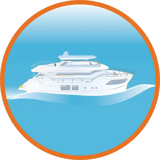 Vector illustration of White luxury yacht