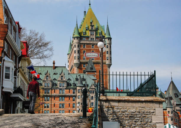 Walk in the old city of Quebec. stock photo