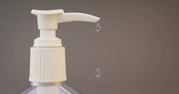 istock Sanitizer gel bottle on gray background. 3D illustration. 1223972722