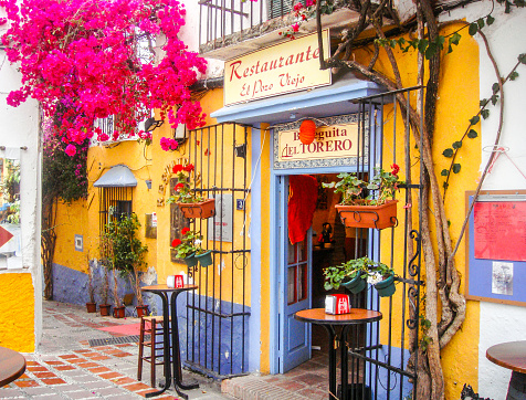 In May 2015, tourists were going to the restaurant in the old town of Marbella in Spain