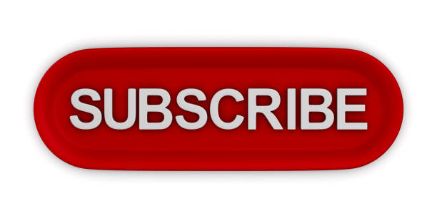 istock red button with text subcribe on white background. Isolated 3d illustration 1223974271