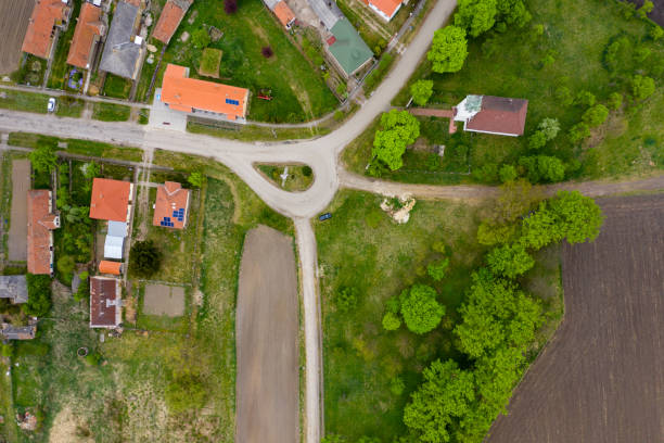 istock Flying over village area 1223975078