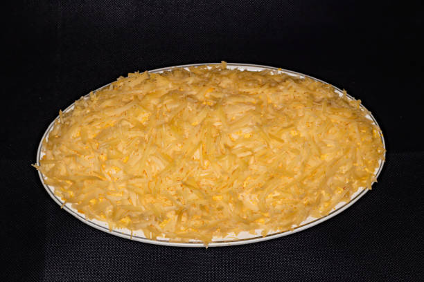 istock Mimosa salad on a black background. 1223975908