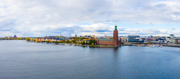 Stockholm City Hall seen from air. Here is where the Nobel Prize is handed out