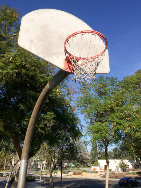 istock Basketball hoop with net outdoor 1223976091