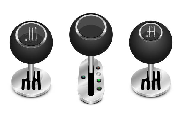 ilustrações, clipart, desenhos animados e ícones de ilustração de design de vetor de mudança de carro isolada em fundo branco - gearshift handle isolated objects car