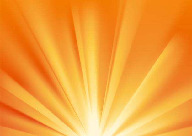 gelbe sonnenstrahlen hintergrund mit warmen orange flare - orange backgrounds stock-grafiken, -clipart, -cartoons und -symbole