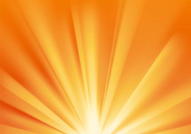 ilustrações de stock, clip art, desenhos animados e ícones de yellow sun rays background with warm orange flare - orange background