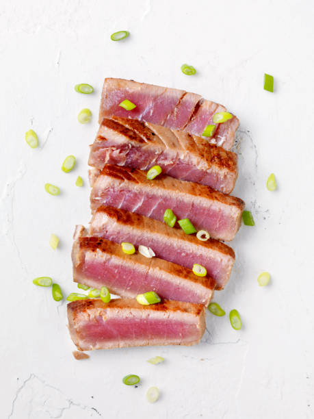 양념참치 스테이크 - tuna tuna steak raw freshness 뉴스 사진 이미지