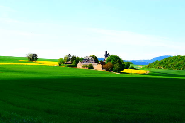 istock little settlement around pilgrim's church 1223981873
