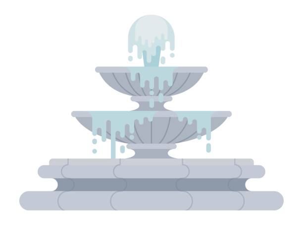 ilustraciones, imágenes clip art, dibujos animados e iconos de stock de icono vectorial de fuente escalonada aislado plano - fountain