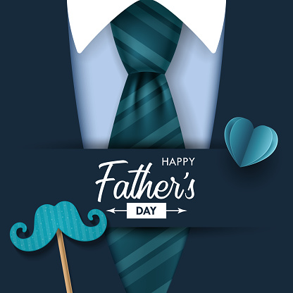 Fathers day banner design with lettering and tie. Vector illustration