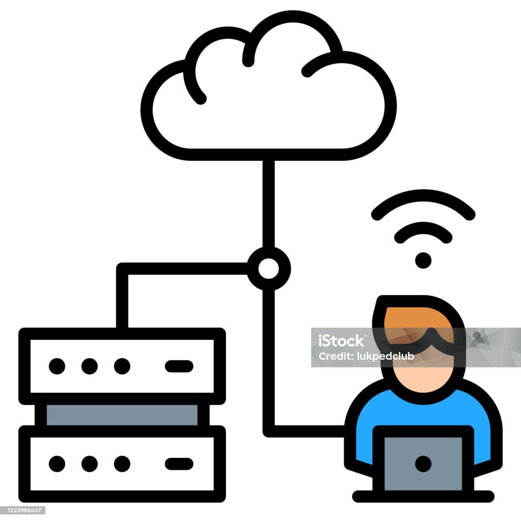 psykologi chikane Monopol Work From Home Cloud Server And Worker Stock Illustration - Download Image  Now - Business, Cloud Storage, Computer - iStock
