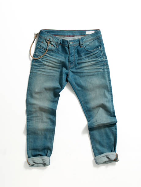 Blue denim Jeans Isolated on White background.