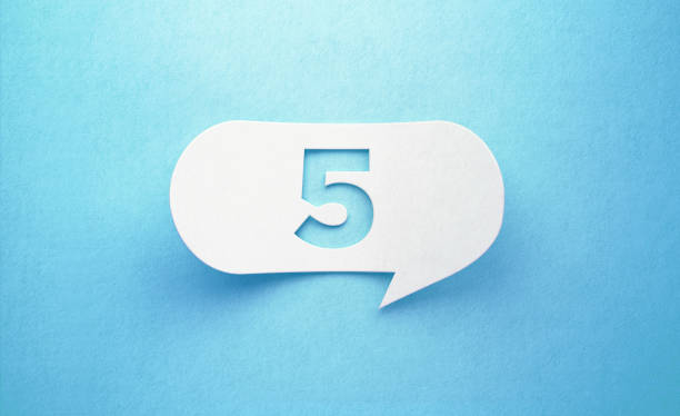 istock Number 5 Written White Chat Bubble On Blue Background 1223987813