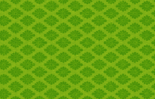 Green Japanese paper and Japanese pattern: Kikubishi