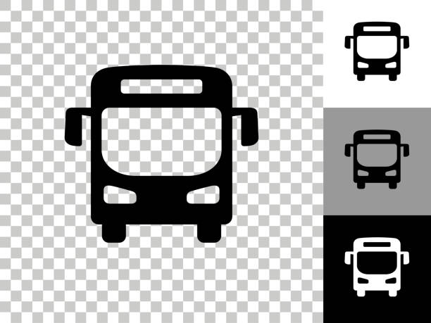 ilustrações, clipart, desenhos animados e ícones de ícone de ônibus no fundo transparente do checkerboard - bus