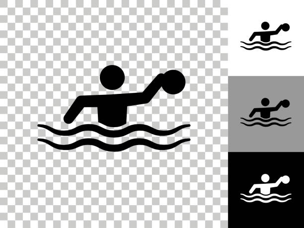 ilustrações, clipart, desenhos animados e ícones de ícone do polo aquático no fundo transparente do checkerboard - water polo swimming symbol computer icon