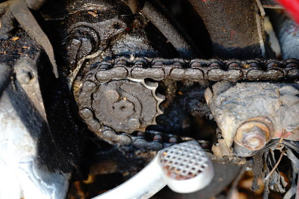 Close-up old Chain of motorcycles