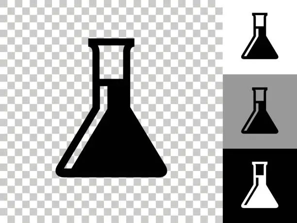 Vector illustration of Chemistry Flask Icon on Checkerboard Transparent Background