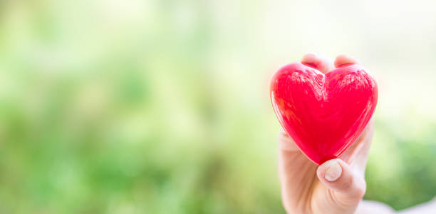 istock The woman is holding a red heart. 1223996970