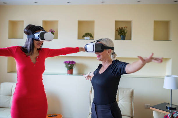 istock Couple having fun with virtual reality glasses. 1223997076